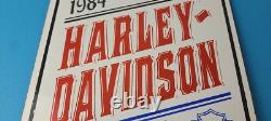 Vintage Harley Davidson Motorcycles Sign Ride Free 84 Porcelain Gas Pump Sign