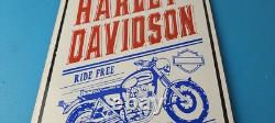 Vintage Harley Davidson Motorcycles Sign Ride Free 84 Porcelain Gas Pump Sign