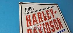 Vintage Harley Davidson Motorcycles Sign Ride Free 84 Porcelain Gas Pump Sign