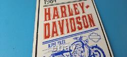 Vintage Harley Davidson Motorcycles Sign Ride Free 84 Porcelain Gas Pump Sign