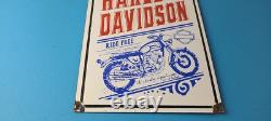 Vintage Harley Davidson Motorcycles Sign Ride Free 84 Porcelain Gas Pump Sign