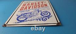 Vintage Harley Davidson Motorcycles Sign Ride Free 84 Porcelain Gas Pump Sign