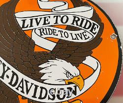 Vintage Harley Davidson Porcelain Sign Gas Station Motor Oil Indian Eagle Hog