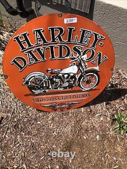 Vintage Harley Davidson motorcycle dealer porcelain sign 30 inch Display