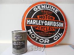 Vintage Harley Davidson oil can with Porcelain heavy gauged steel