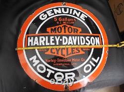 Vintage Harley Davidson oil can with Porcelain heavy gauged steel