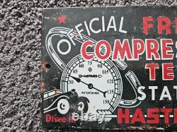 Vintage Hastings Compressors Porcelain Sign Gas Car Truck