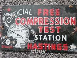 Vintage Hastings Compressors Porcelain Sign Gas Car Truck