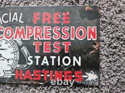 Vintage Hastings Compressors Porcelain Sign Gas Car Truck