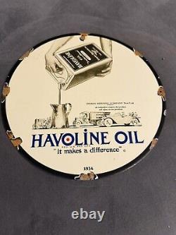Vintage Havoline Oil Medium Motor Oil Metal Sign 12