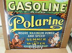Vintage Heavy Porcelain Sign Red Crown Gasoline & Polarine -stanard Oil Gas Pump