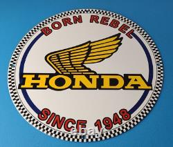 Vintage Honda Sign Motorcycle Biker Automobile Gas Pump Service Porcelain Sign