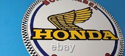 Vintage Honda Sign Motorcycle Biker Automobile Gas Pump Service Porcelain Sign