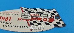 Vintage Hot Rod Assoc Porcelain Racing Gas Auto Championship Pump Plate Sign