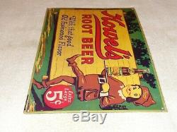 Vintage Howel's Root Beer 5 Cents 16 Embossed Metal Soda Pop, Gasoline Oil Sign