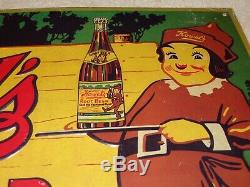 Vintage Howel's Root Beer 5 Cents 16 Embossed Metal Soda Pop, Gasoline Oil Sign