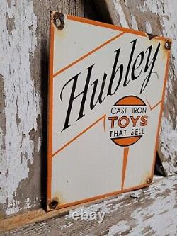 Vintage Hubley Porcelain Sign Toy Train Game Soilder Gas Station Oil Service USA