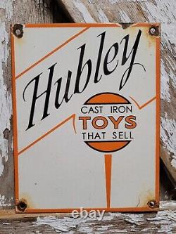 Vintage Hubley Porcelain Sign Toy Train Game Soilder Gas Station Oil Service USA