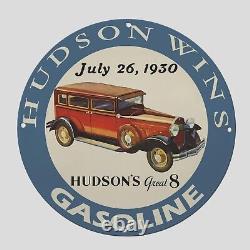 Vintage Hudson Gasoline 1930 Oil Porcelain Gas Pump Sign