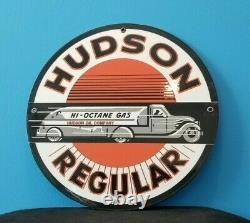 Vintage Hudson Motor Oil Truck Pump Service Station Tanker Truck Chevrolet Sign