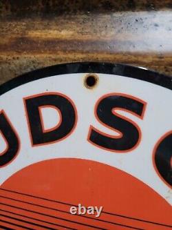 Vintage Hudson Porcelain Sign Motor Oil Gas Pump Plate Automobile Supply 12