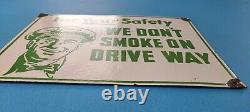 Vintage Humble Gasoline Porcelain Gas No Smoking Service Station Pump Plate Sign