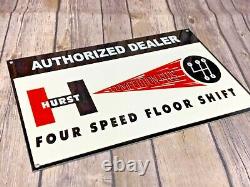 Vintage Hurst Floor Shifter Metal Advertising Dealer Sign Competition Gas Oil