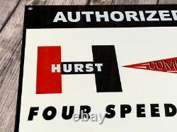 Vintage Hurst Floor Shifter Metal Advertising Dealer Sign Competition Gas Oil