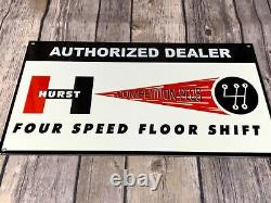 Vintage Hurst Floor Shifter Metal Advertising Dealer Sign Competition Gas Oil