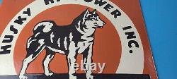 Vintage Husky Gasoline Sign Hi Power Gas Motor Oil Pump Porcelain Sign