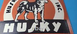 Vintage Husky Gasoline Sign Hi Power Gas Motor Oil Pump Porcelain Sign