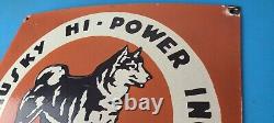 Vintage Husky Gasoline Sign Hi Power Gas Motor Oil Pump Porcelain Sign