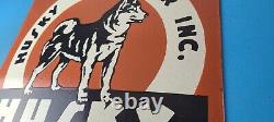 Vintage Husky Gasoline Sign Hi Power Gas Motor Oil Pump Porcelain Sign