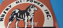 Vintage Husky Gasoline Sign Hi Power Gas Motor Oil Pump Porcelain Sign