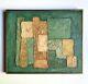 Vintage Impasto Abstract Oil Painting In Green & Orange, Artist Signed Gold 20