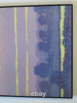 Vintage Impressionism Oil Painting Signed Tonalism Sunset Glow Landscape Mystery