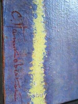 Vintage Impressionism Oil Painting Signed Tonalism Sunset Glow Landscape Mystery