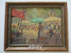 Vintage Impressionist Painting Small Gem Impressionism Street Scene Urban Market