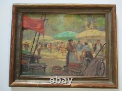 Vintage Impressionist Painting Small Gem Impressionism Street Scene Urban Market