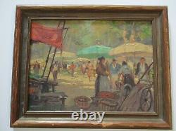 Vintage Impressionist Painting Small Gem Impressionism Street Scene Urban Market