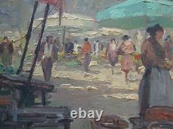 Vintage Impressionist Painting Small Gem Impressionism Street Scene Urban Market