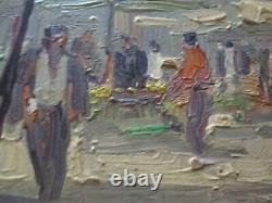 Vintage Impressionist Painting Small Gem Impressionism Street Scene Urban Market