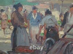 Vintage Impressionist Painting Small Gem Impressionism Street Scene Urban Market