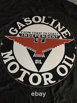 Vintage Independent Gasoline & Oil Porcelain Sign