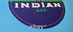 Vintage Indian Gasoline Porcelain Metal Gas Service Station Pump Plate 12 Sign