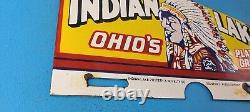 Vintage Indian Lake Porcelain Ohio's Gas Service Station Indian Topper Sign
