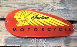 Vintage Indian Motorcycle Motor Oil Sales & Service Gasoline Gas Porcelain Sign
