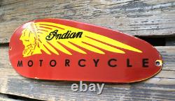 Vintage Indian Motorcycle Motor Oil Sales & Service Gasoline Gas Porcelain Sign
