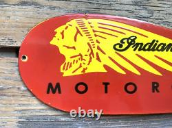 Vintage Indian Motorcycle Motor Oil Sales & Service Gasoline Gas Porcelain Sign