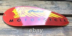 Vintage Indian Motorcycle Motor Oil Sales & Service Gasoline Gas Porcelain Sign